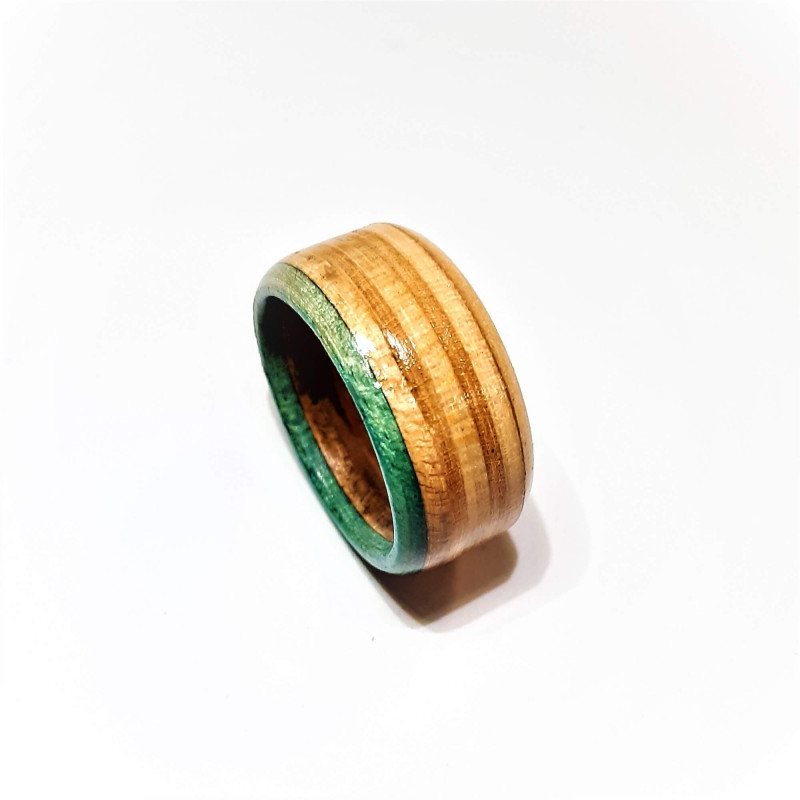 EXTREME GAMES - Wood Natural Light Blue Ring