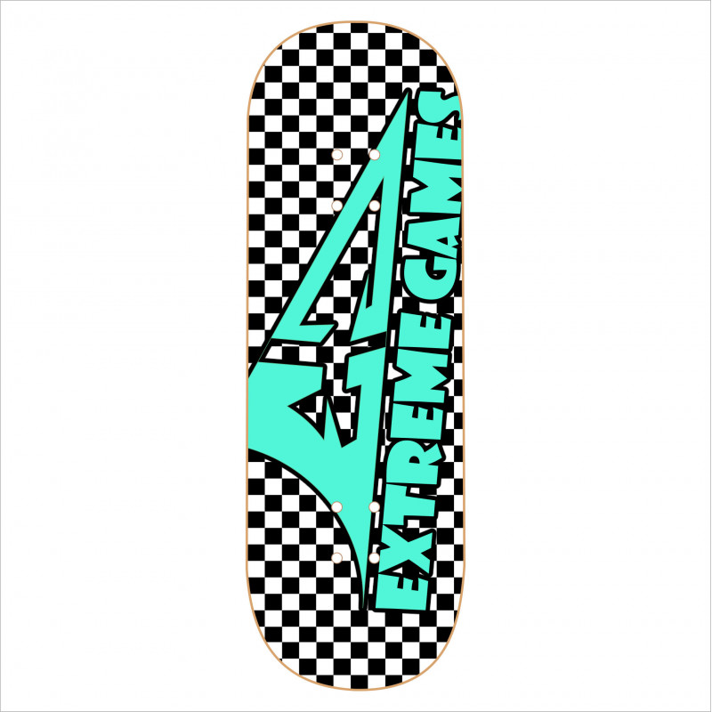 EXTREME GAMES - Logo Checkers Black White 32mm Fingerboard Deck